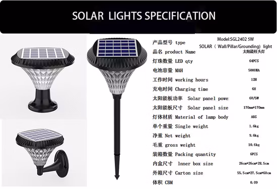 ABS Street Light Garden Spike Yard Lamp Waterproof LED Solar Wall Light Outdoor Decorative Garden Landscaping Solar 2 in 1 Wall Lights